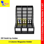 3 Column Magazine Holder File Organizer Rack DIY Desk Document Storage Black Office Shelf #5513