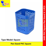PVC Pen Stand Holder Square Design Desktop Stationery Organizer Office & School Use #8489