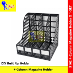 4 Column Magazine Holder File Organizer Rack DIY Desk Document Storage Black Office Shelf #9162