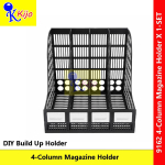 4 Column Magazine Holder File Organizer Rack DIY Desk Document Storage Black Office Shelf #9162