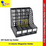 4 Column Magazine Holder File Organizer Rack DIY Desk Document Storage Black Office Shelf #9162