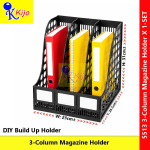 3 Column Magazine Holder File Organizer Rack DIY Desk Document Storage Black Office Shelf #5513