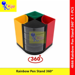 360° Rainbow Pen Stand with Drawer Organizer Rotating Desk Stationery Holder Multi-Compartment Office Storage #4666