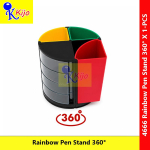 360° Rainbow Pen Stand with Drawer Organizer Rotating Desk Stationery Holder Multi-Compartment Office Storage #4666