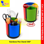 Rainbow 360° Rotating Pen Stand Desk Organizer | Multi-Compartment Stationery Holder | Colorful Pencil Holder #6286