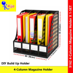 4 Column Magazine Holder File Organizer Rack DIY Desk Document Storage Black Office Shelf #9162