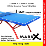 Mark X SMC Ping Pong Table Weather-Resistant Official Size Arched Steel Legs Indoor/Outdoor Table Tennis #2860