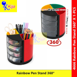 360° Rainbow Pen Stand with Drawer Organizer Rotating Desk Stationery Holder Multi-Compartment Office Storage #4666