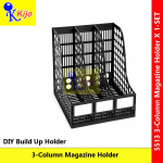 3 Column Magazine Holder File Organizer Rack DIY Desk Document Storage Black Office Shelf #5513