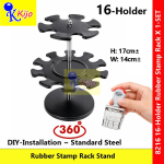 Kijo 360° Rotating Rubber Stamp Rack Stand 10 & 16 Holder Office Stamp Organizer Steel Desktop Storage #8210 #8216 Kijo 360° Rotating Rubber Stamp Rack Stand 10 & 16 Holder Office Stamp Organizer Steel Desktop Storage #8210 #8216