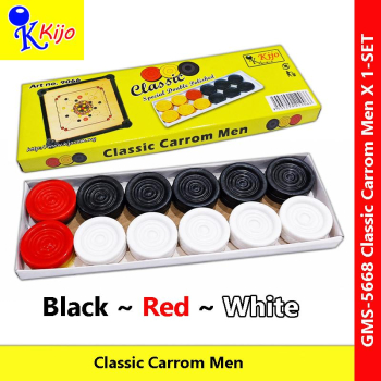 Kijo Carrom Men Double Polished Black White Red #Basko #India #5668 #CarromMen #Carrom