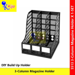 3 Column Magazine Holder File Organizer Rack DIY Desk Document Storage Black Office Shelf #5513
