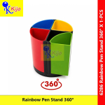 Rainbow 360° Rotating Pen Stand Desk Organizer | Multi-Compartment Stationery Holder | Colorful Pencil Holder #6286