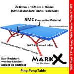 Mark X SMC Ping Pong Table Weather-Resistant Official Size Arched Steel Legs Indoor/Outdoor Table Tennis #2860 Mark X SMC Ping Pong Table Weather-Resistant Official Size Arched Steel Legs Indoor/Outdoor Table Tennis #2860