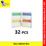 JIELISI 8702 32 Keys Metal Key Cabinet Box with Lock Heavy Duty Wall Mount Key Storage Cabinet Office Hotel