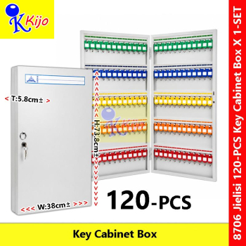 JIELISI 8706 120 Keys Metal Key Cabinet Box with Lock Heavy Duty Wall Mount Key Storage Cabinet Office Hotel