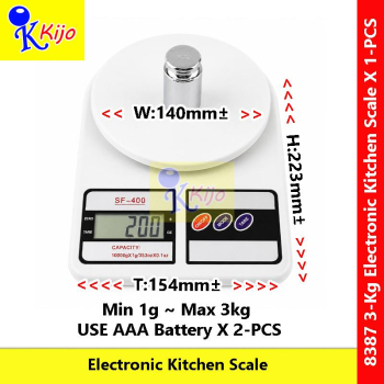 SF-400 Digital Kitchen Scale 3KG / 3000g Electronic Food Weighing Scale LCD Display Tare Function Baking Cooking #8387