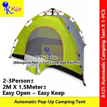 Automatic Pop Up Camping Tent 2-3 Person 2-Ply Mosquito Net & Full Rainfly Waterproof Outdoor Tent Easy Setup #8125