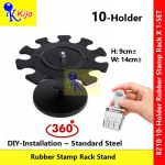 Kijo 360° Rotating Rubber Stamp Rack Stand 10 & 16 Holder Office Stamp Organizer Steel Desktop Storage #8210 #8216 Kijo 360° Rotating Rubber Stamp Rack Stand 10 & 16 Holder Office Stamp Organizer Steel Desktop Storage #8210 #8216
