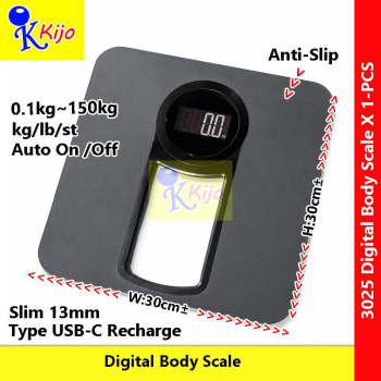 Digital Bathroom Scale USB-C Rechargeable Weight Scale 150kg Capacity LCD Display Slim Body Scale Home Health Monitor #3025