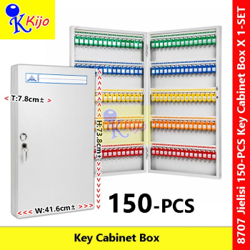 JIELISI 8707 150 Keys Metal Key Cabinet Box with Lock Heavy Duty Wall Mount Key Storage Cabinet Office Hotel