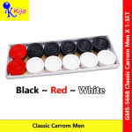 Kijo Carrom Men Double Polished Black White Red #Basko #India #5668 #CarromMen #Carrom