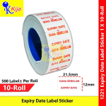 【10-Roll】 Price Tag Label Price Label For Price Labeller MX-5500 EXPIRY DATE 1 X 10-Roll #KOLA #MOTEX #GunaSebelum #1221