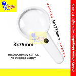 75mm 3X Handheld Magnifying Glass with 2 LED Lights Reading Magnifier Inspection Loupe Elderly Reading Aid #756B5