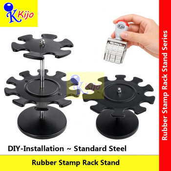 Kijo 360° Rotating Rubber Stamp Rack Stand 10 & 16 Holder Office Stamp Organizer Steel Desktop Storage #8210 #8216 Kijo 360° Rotating Rubber Stamp Rack Stand 10 & 16 Holder Office Stamp Organizer Steel Desktop Storage #8210 #8216