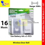 Wireless Door Bell 16 Sound Music Loceng Pintu Tanpa Wayar #YL-852WL #DoorBell #Wireless #16Music #LocengPintu