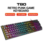 T-WOLF T80 Retro Punk Rainbow Gaming Keyboard #T-Wolf #T80 #3080 #Computer #Keyboard #GamingKeyboard