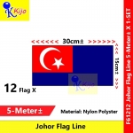Johor Flag Line Nylon Polyester Johor Darul Ta'zim Flag 5meter± 12flag #61212 #Johor #Flag #line #柔佛旗