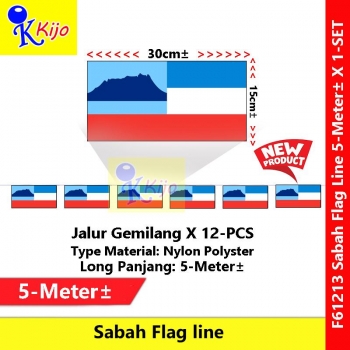 Sabah Flag Line Nylon Polyester Sabah Negeri Dibawah Bayu Flag 5meter± 12flag #61213 #Sabah #Flag #line #沙巴旗