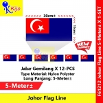 Johor Flag Line Nylon Polyester Johor Darul Ta'zim Flag 5meter± 12flag #61212 #Johor #Flag #line #柔佛旗