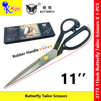 Butterfly Tailor Scissors 11 Inch #2773 with Rubber Handle | Professional Sewing Cutting Shears