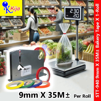 STT-940 9mm X 35M± Bakery Tape Roti Tape PVC Bag Sealer Machine Tape - Per Roll #Stt-940 #SuperMarket