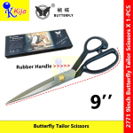 Butterfly Tailor Scissors 9 Inch #2771 with Rubber Handle | Professional Sewing Cutting Shears