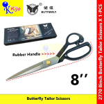 Butterfly Tailor Scissors 8 Inch #2770 with Rubber Handle | Professional Sewing Cutting Shears