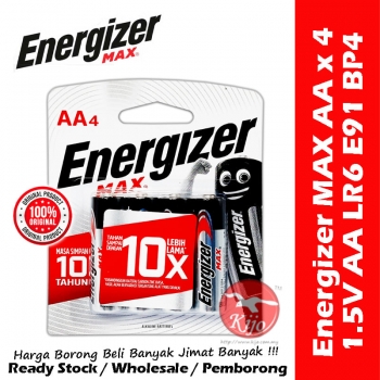 Energizer Max Battery AA / 2A E91 BP-4 9637