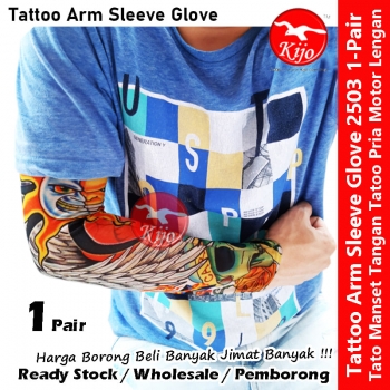 Tattoo Glove Sun Protective Arm Sleeve Pelindung Matahari Tatu Kurus Lengan #2503