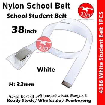 Nylon School Student Belt / Tali Pinggang Sekolah / 尼龙学校学生裤带 #Nylon #Student #Belt #4386 #38inch #White