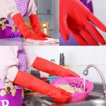 39cm Long Rubber Glove #8808 #L-Size #Long #Rubber #Glove #Kitchen #Washing #Long-Arm #Rose #Korea #Red