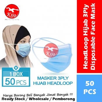 HeadLoop Hijab Disposable Face Mask / 3-Ply Adult Hijab Masker Topeng Penutup Mulut & Hidung Pelitup Muka #HeadLoop #2131