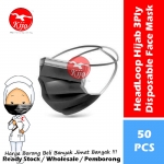HeadLoop Hijab Disposable Face Mask / 3-Ply Adult Hijab Masker Topeng Penutup Mulut & Hidung Pelitup Muka #HeadLoop #2131-BK