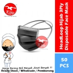 Black Head Loop Hijab Adult Disposable Face Mask Topeng Penutup Mulut & Hidung Pelitup Muka #HeadLoop #Hijab #FaceMask #2131-BK