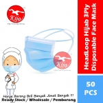 Blue Head Loop Hijab Adult Disposable Face Mask Topeng Penutup Mulut & Hidung Pelitup Muka #HeadLoop #Hijab #FaceMask #2131-BL