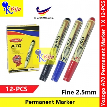 【12-PCS】 Yosogo A70 Permanent Marker Fine 2.5mm #yosogo #A70 #MarkerPen #Marker