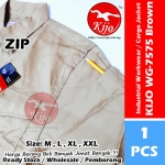 【Brown】Cotton Industrial Cargo Jacket ZIP YKK Workwear Baju Kerja Worker Jacket 5-pocket #Cargo #Jacket #7575 #ZIP