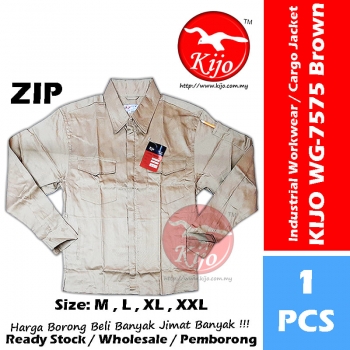 【Brown】Cotton Industrial Cargo Jacket ZIP YKK Workwear Baju Kerja Worker Jacket 5-pocket #Cargo #Jacket #7575 #ZIP