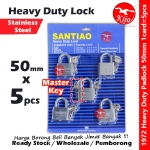 Top Security Stainless Steel Heavy Duty Brass Padlock 1CARD=5PCS With Master Key Mangga Pintu 锁头 1972